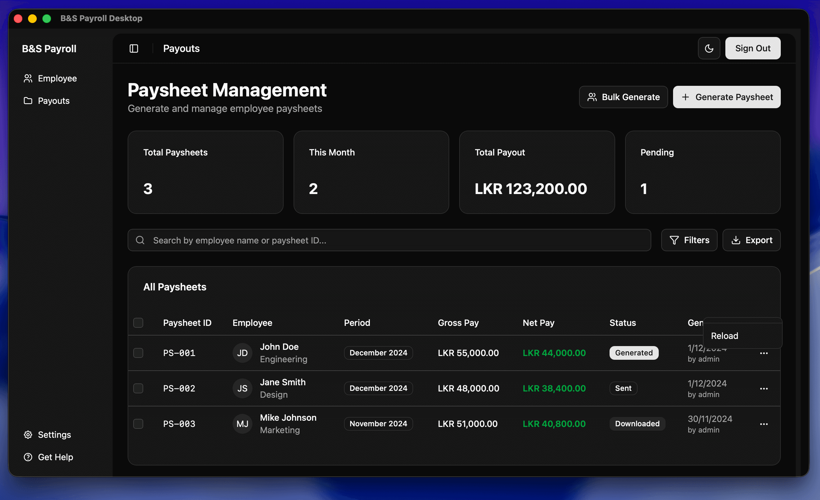 Bearings & Spares Payroll App
